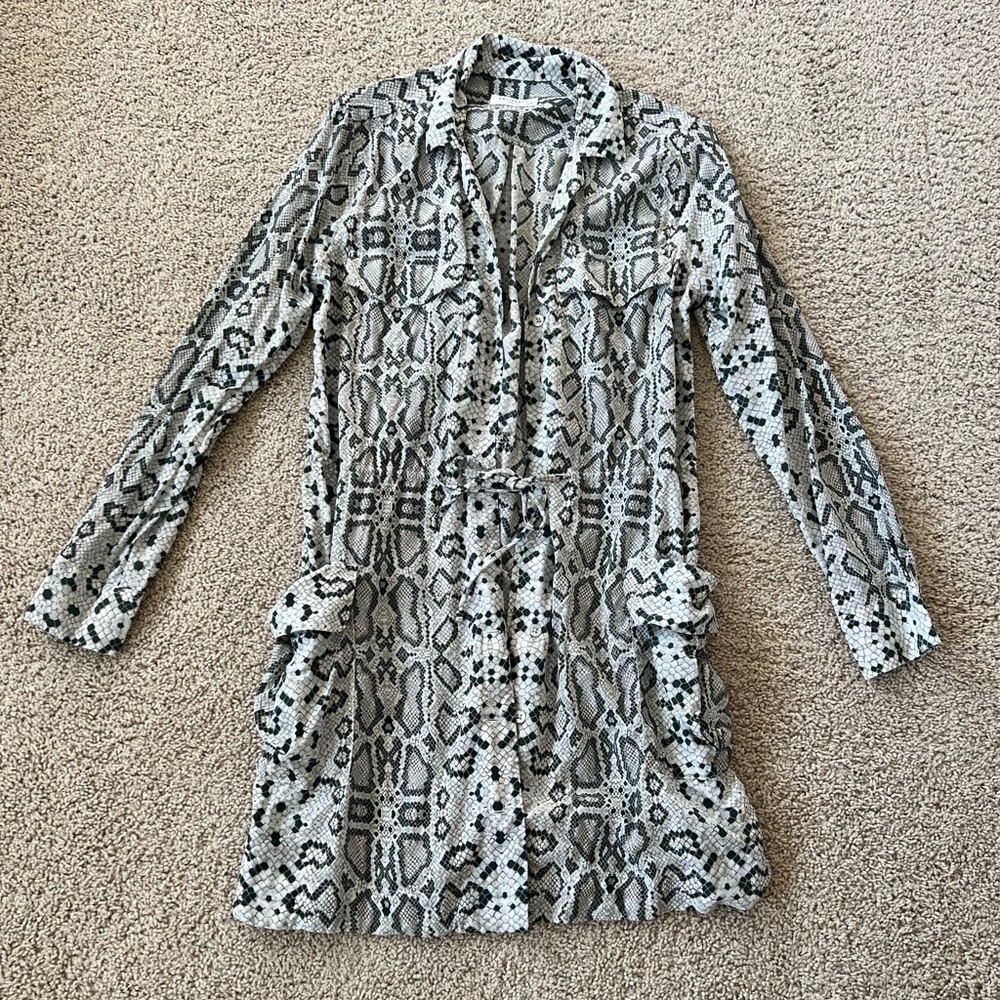 Equipment Snakeskin Print Long Sleeve Dress